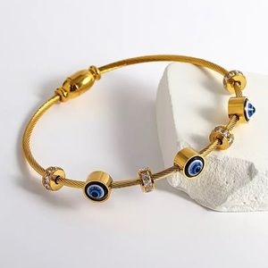 Evil Eye Stainless Steel Bangles Bracelets Classic Colorful Crystal Bangles